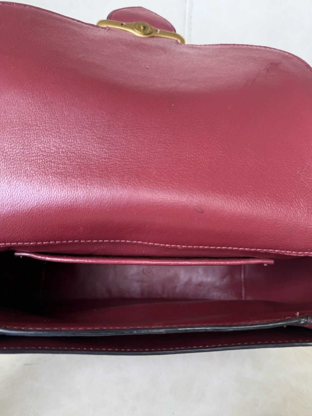 Coach Burgundy Leather Crossbody Saddle Bag with Gold Hardware - Picture 8 of 9
